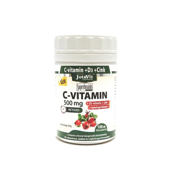 Jutavit C vitamin 500mg csipkebogyó D3 nyújtott hatású 100x