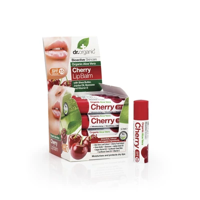 Dr. Organic Ajakbalzsam bioaktív Aloe verával és cseresznyével • 5,7 ml