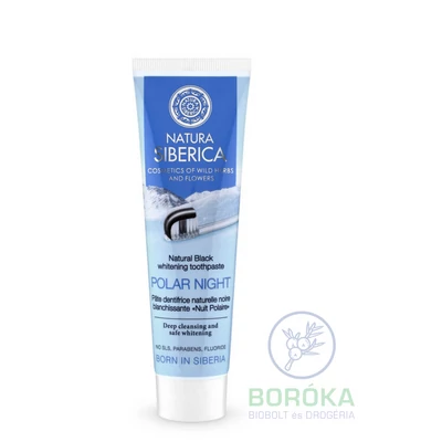 Natura Siberica &quot;Polar Night&quot; Fluoridmentes fekete fogkrém fehérítő hatással • 100 g