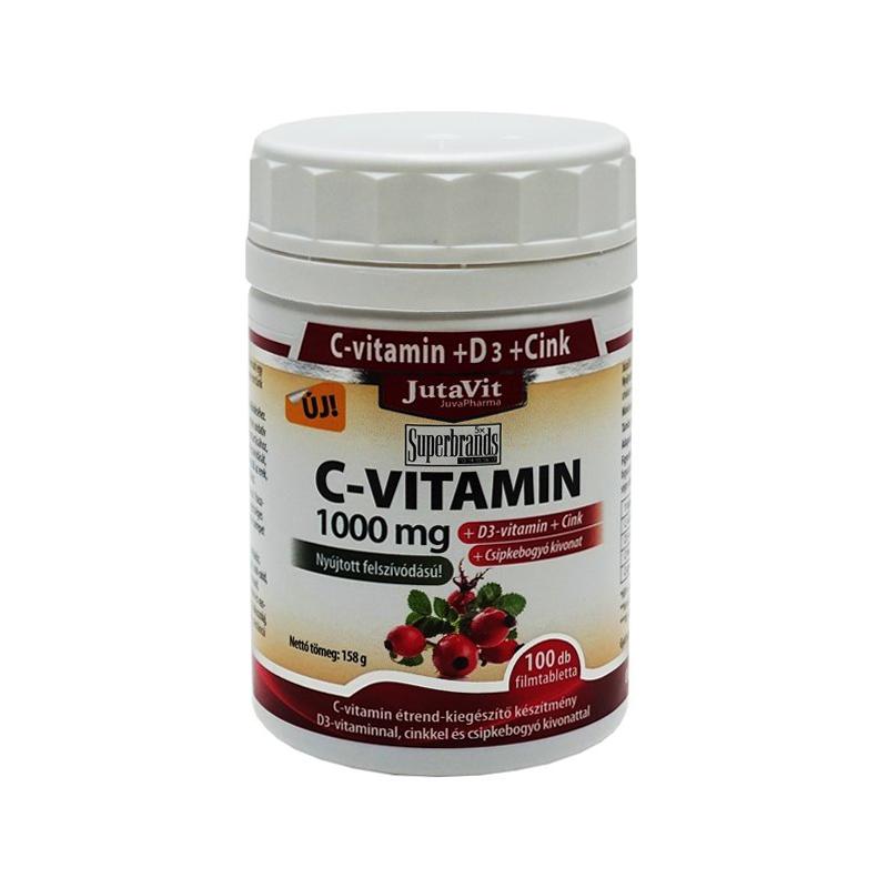 Jutavit C-vitamin 1000mg csipkebogyó D3 nyújtott hatású 100x