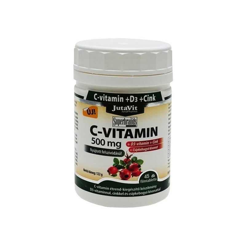 Jutavit C vitamin 500mg csipkebogyó D3 nyújtott hatású 45x