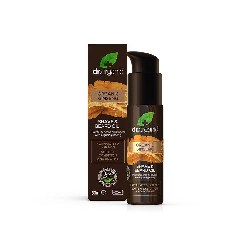 Dr. Organic Men Borotválkozó és szakállápoló olaj bio ginzenggel • 50ml