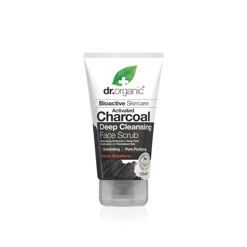 Dr. Organic Mélytiszító arcradír aktív szénnel • 125 ml