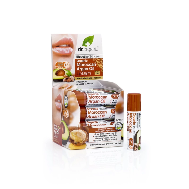 Dr. Organic Ajakbalzsam bio marokkói argánolajjal • 5,7 ml