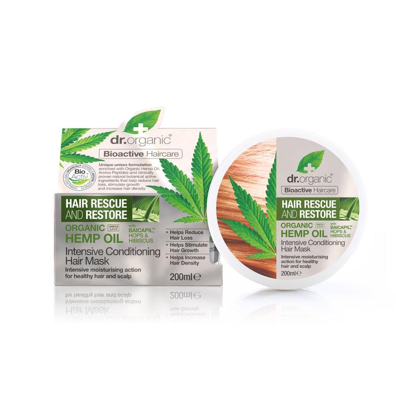 Dr. Organic Hajserkentő Intenzív hajpakolás hajnövekedést támogató BaicapilTM formulával és bioaktív kendermagolajjal • 200 ml
