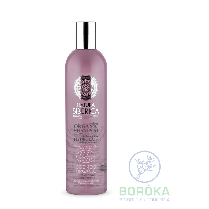 Natura Siberica Virágvízalapú színélénkítő és ragyogást adó bio sampon festett hajra • 400 ml