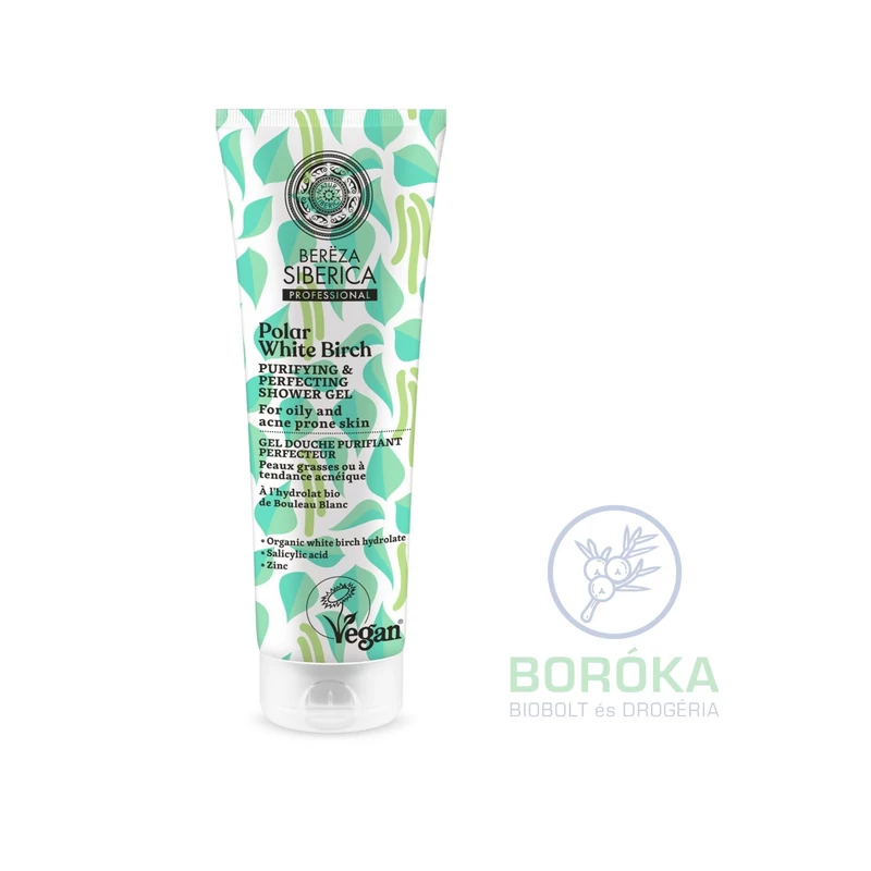 Natura Siberica Bereza Siberica Sarki Fehér Nyír Tisztító és bőrtökéletesítő tusfürdő gél • 200ml