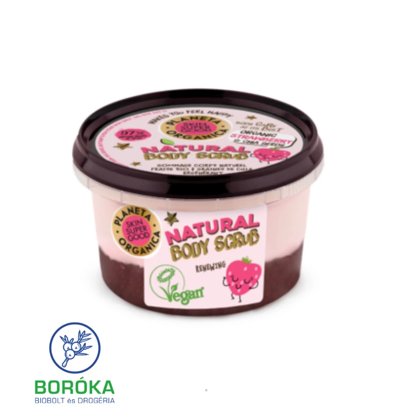 Planeta Organica Skin Super Good Természetes testradír bio eperrel és chia maggal 250ml