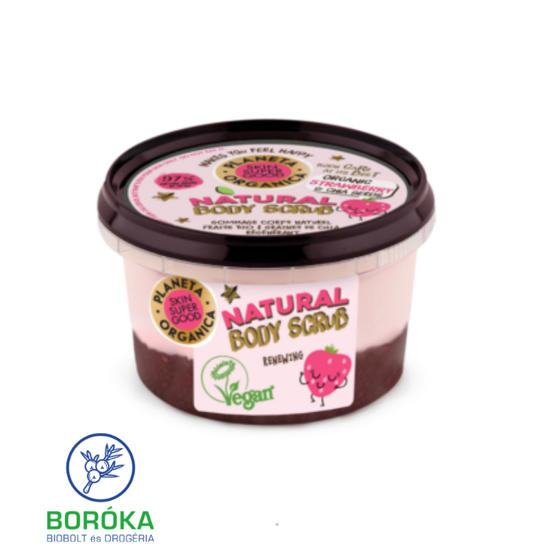 Planeta Organica Skin Super Good Természetes testradír bio eperrel és chia maggal 250ml